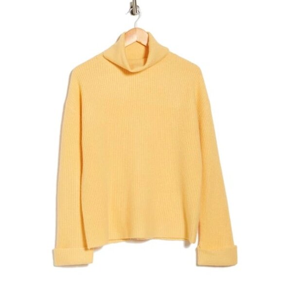 The Cashmere Project - 100% Cashmere Waffle Knit Turtleneck - Creme Brulee - Lrg - Picture 2 of 9